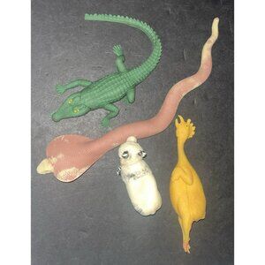 4 Imperial Rubber Toys Cobra Chicken Gator Polar Bear Bean Fill Vtg Squishy